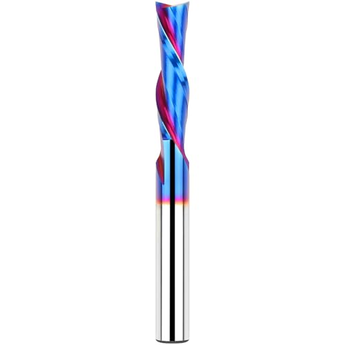 EANOSIC Downcut Spiral Router Bits 1/4 inch Shank, 1/4 inch Cutting Diameter Solid Carbide with Nano Blue Coating CNC Router Bits End Mill for Wood Cut, Carving - Image 1