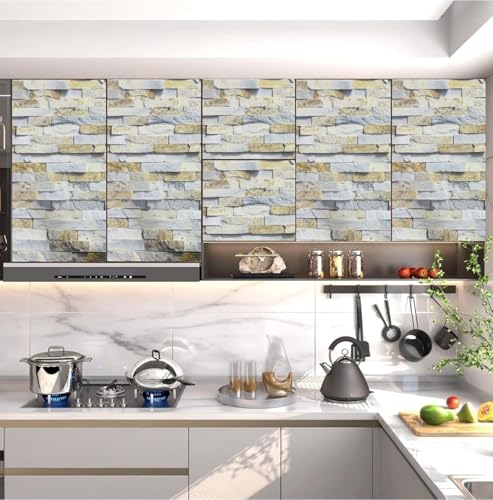 WISDOM Self Adhesive Vinyl Wood Graingeometric Wallpaper For Furniture Vinyl Stickers Wooden Door Desktop Wall Papers Kitchen-Cupboard/Shelf Liner Sheet(24 X 48 Inch,Grey Brick) - Image 2