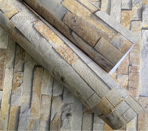 WISDOM Self Adhesive Vinyl Wood Graingeometric Wallpaper For Furniture Vinyl Stickers Wooden Door Desktop Wall Papers Kitchen-Cupboard/Shelf Liner Sheet(24 X 48 Inch,Grey Brick) - Image 1