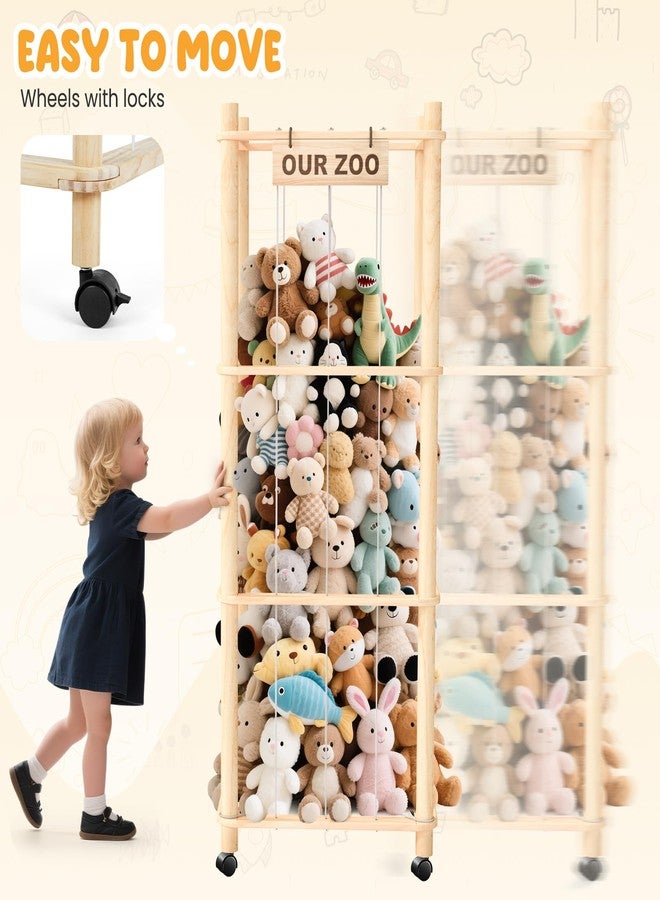 WORLDMX Stuffed Animal Zoo Organizer with Wheels - Extra Large Plush Storage Cage, Stuffed Animal Holder & Stuffed Animal Storage for Kids’ Bedroom and Playroom - Image 5