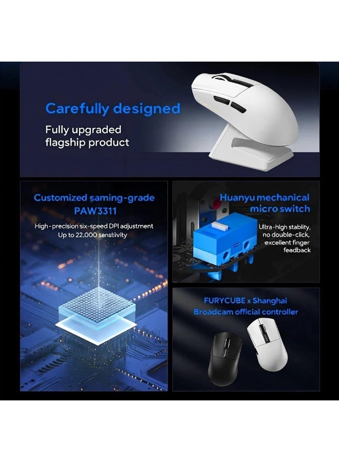 مكعب غاضب ماوس الألعاب اللاسلكي G9 Pro، ماوس إلكتروني خفيف الوزن مزود بشاشة رقمية، ومستشعر PAW3311 بدقة 22000 نقطة في البوصة (DPI)، وعمر بطارية يصل إلى 240 ساعة، مناسب لأجهزة الكمبيوتر المكتبية/اللابتوب/الألعاب/المكتب. - Image 4