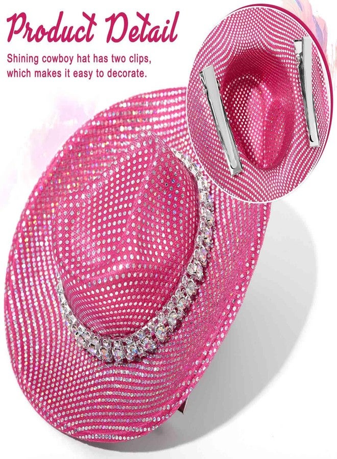 Bohend Mini Glitter Cowboy Hats for Women - Sparkly Cowgirl Hat Hair Clips, 3Pcs Western Disco Party Cosplay Accessories - Image 5