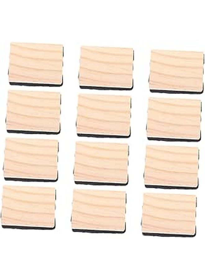 12 Pcs Mini Wooden Chalkboard Erasers Reusable Felt Whiteboard Cleaners for Classroom Office Home - Image 1