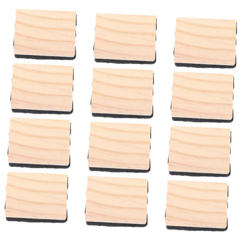 12 Pcs Mini Wooden Chalkboard Erasers Reusable Felt Whiteboard Cleaners for Classroom Office Home - Image 2
