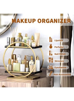 XiuWoo Skincare Organizer Makeup Organizer Cosmetics Organizer and Storage Perfume Organizer for Dresser Organizer Countertop 2 Tier Black Bathroom Skincare Organizers Makeup Storage Metal Cosmetic Organizer  - Image 3