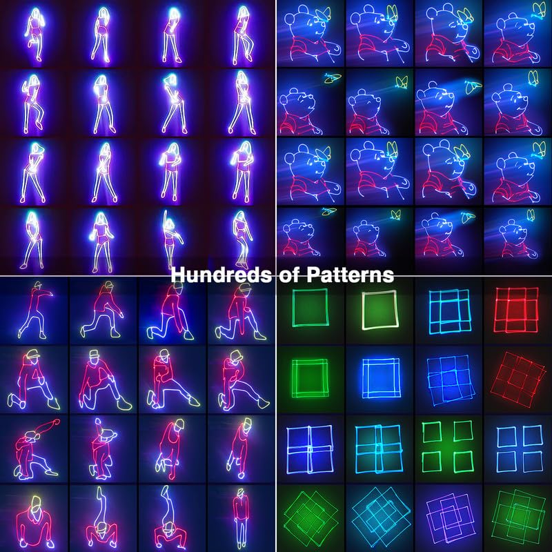 Ehaho DJ Laser Party Lights, 3D Animation RGB Laser Stage Lighting, DMX512 Music Sound Activated Disco Projector Lights, Remote Control Beam Effect Scan Light for Bar Wedding Nightclub Live Show - Image 4