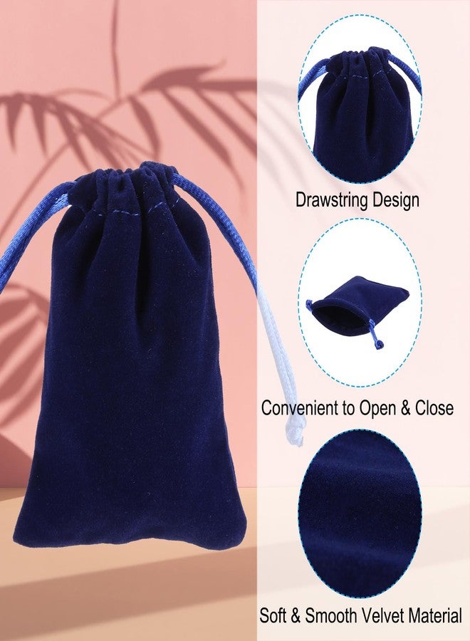 PATIKIL Velvet Gift Bags, 20 Pack 2.8 x 3.6 Inch Velvet Drawstring Jewelry Pouches Mini Gift Packaging Bag for Wedding Favor Party Birthday Festivals, Navy Blue - Image 3