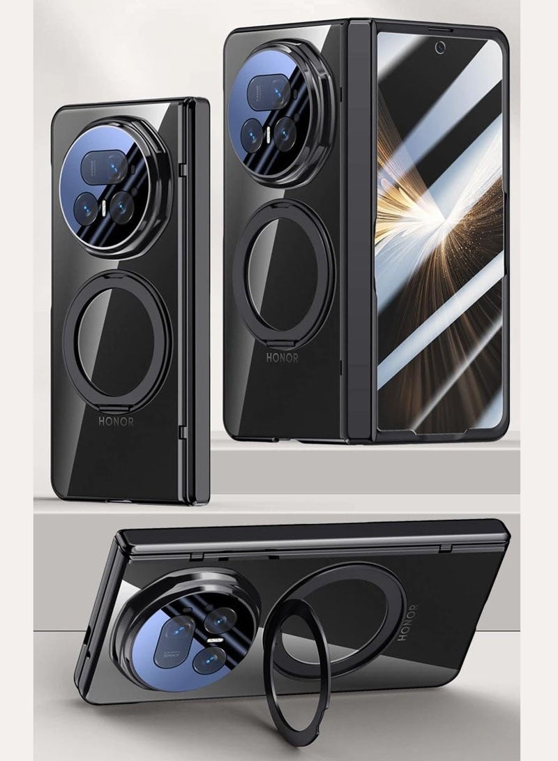 general Compatible with Honor Magic V5 Case Magnetic Electroplated Hard PC Folding Hinge Rotating Bracket Cover With Privacy Tempered Glass For Magic V5 - Image 2