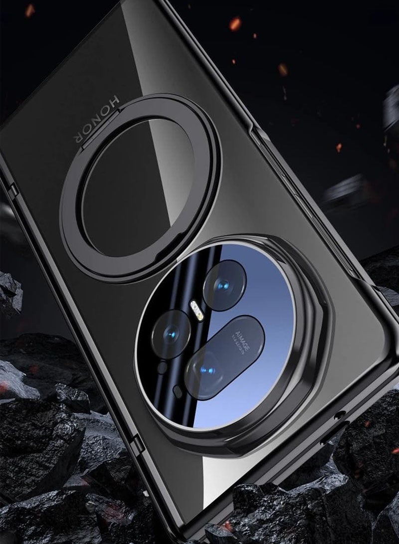 general Compatible with Honor Magic V5 Case Magnetic Electroplated Hard PC Folding Hinge Rotating Bracket Cover With Privacy Tempered Glass For Magic V5 - Image 3