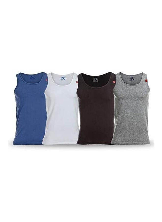 COTTONIL Basic Round Neck Short Sleeve Undershirts Pack Of 4 
