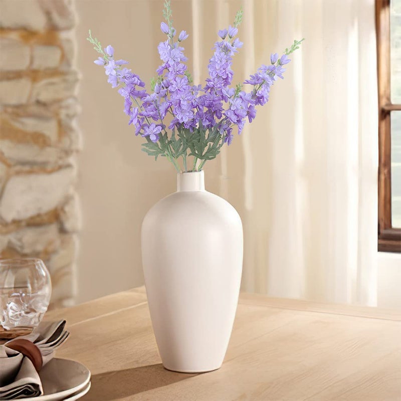 FERIAL Purple Artificial Delphinium Flowers Silk Larkspur Flowers Faux Snapdragon Long Stem Fake Plant Spray Arrangement for Home Office Garden Wedding Table Vase Decor (Purple) - Image 4