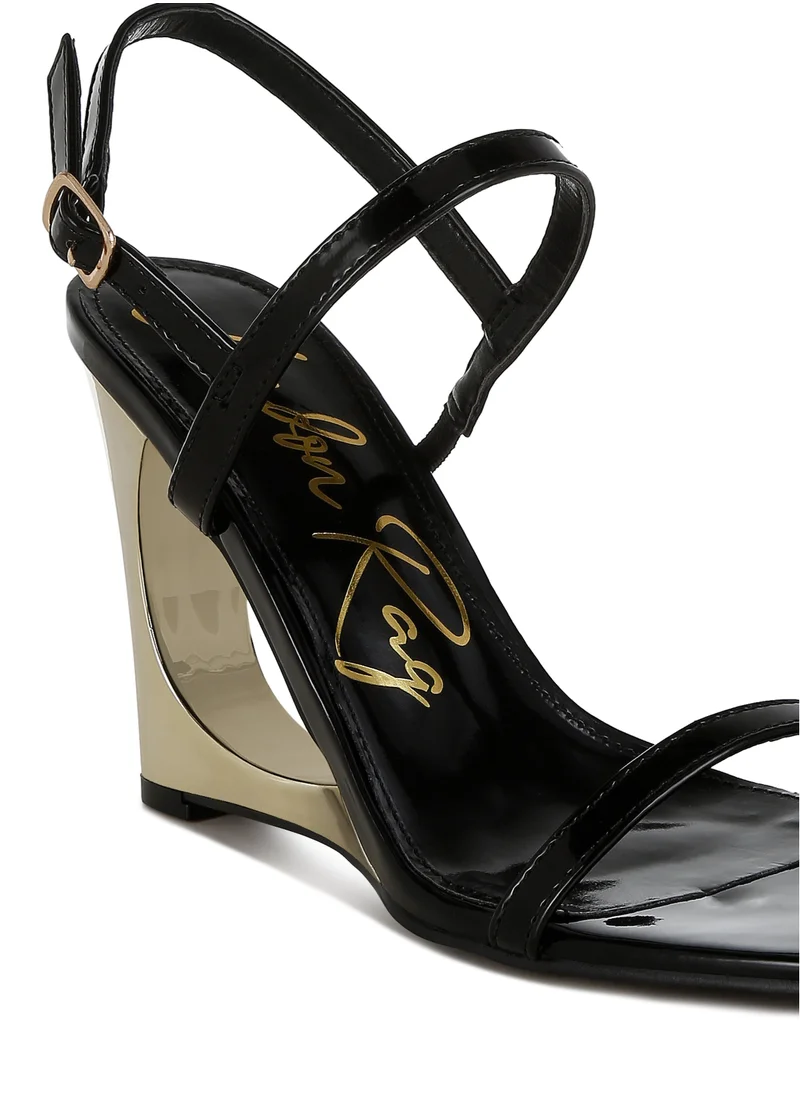London Rag Fantasy Wedge Heel Sandals in Black