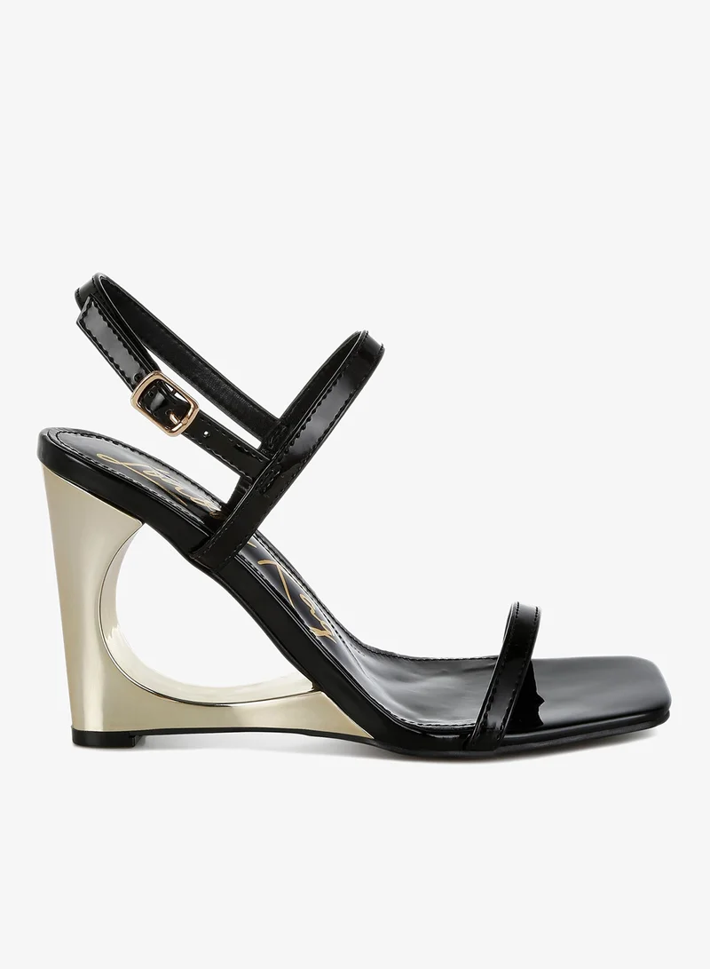 Fantasy Wedge Heel Sandals in Black