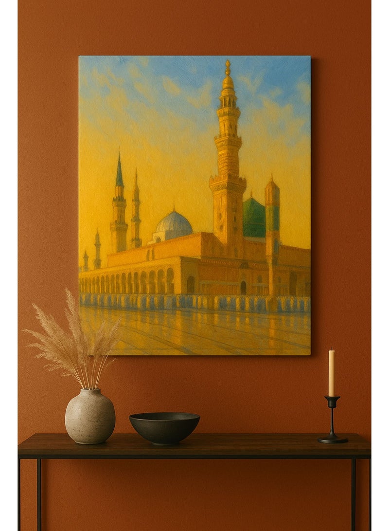 تذكار لوحة جدارية مطبوعة كانفاس  المسجد النبوي عند الشروق من تذكار - Image 2