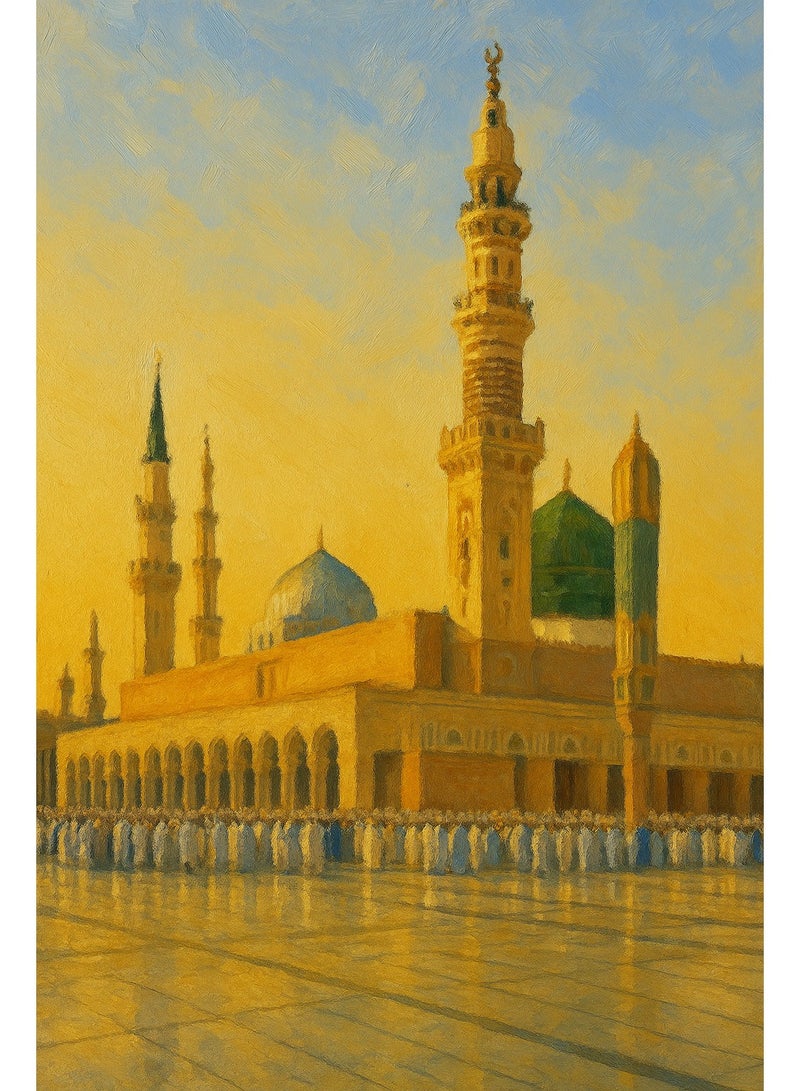 تذكار لوحة جدارية مطبوعة كانفاس  المسجد النبوي عند الشروق من تذكار - Image 1