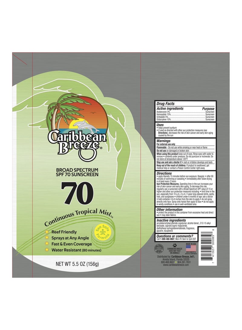 كاريبيان بريز بخاخ واقي للشمس بعامل حماية 70 156جم - Image 3