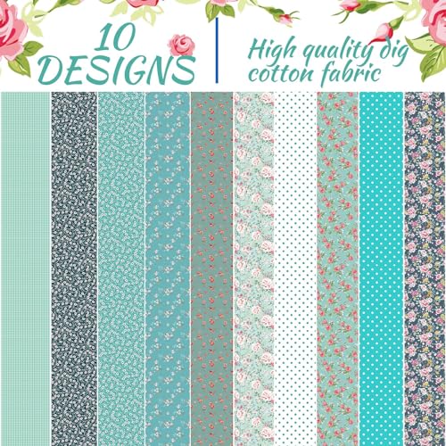 Bolsome 50 Pcs Green Blue Floral Jelly Fabric Strips Roll for Quilting Crafting Spring Summer Flower Precut Patchwork for Sewing DIY Crafts 2.55 Inch Polyester-Cotton Fabric Bundles - Image 4