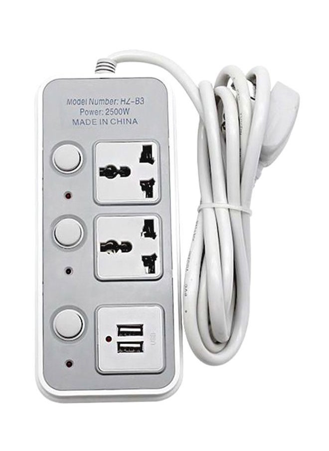 نيبمينينت وصلة تمديد الكهرباء بـ2 منفذ USB أبيض/رمادي 171x76x35مم  - Image 1