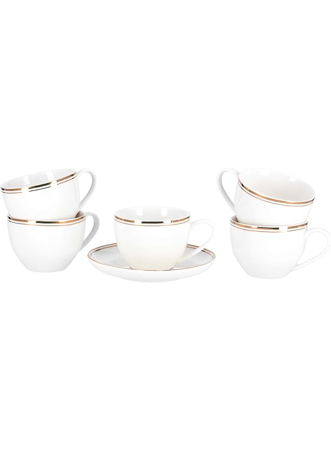 220ml 12piece New bone Cup & Saucer Set, Multi-Colour, RF9653