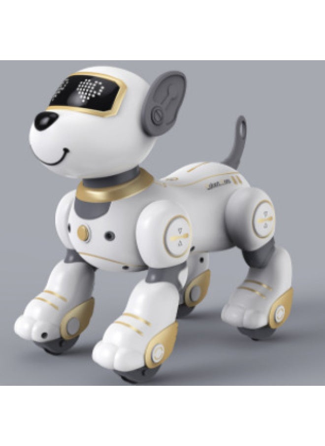 Intelligent Voice Electric Robot Dog Touch Induction Tape Music Stunt Dog Puzzle Pet Robot-Color: Gold-Specifications:Russian Version  - Image 1