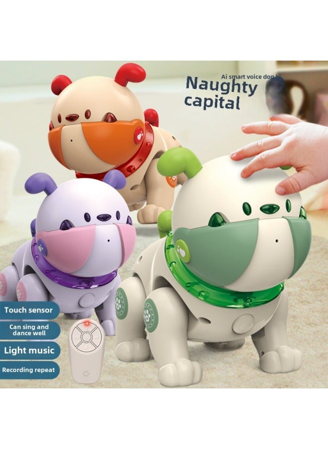 Intelligent Voice Electric Robot Dog Touch Induction Tape Music Stunt Dog Puzzle Pet Robot-Color: Gold-Specifications:Russian Version  - Image 3