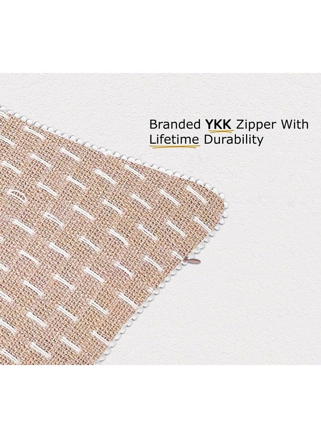 mosey Cushion Cover 18 inch x 18 inch Set of 2 | Cotton 18x18 Cushion Cover for Sofa Bed | Boho 1818 Square Throw Pillow Cover 45cm x 45 cm Beige - Image 3