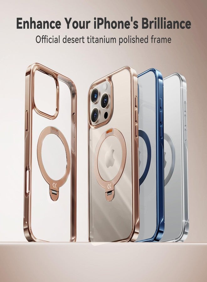 CASEKOO for iPhone 16 Pro Max Case Desert Titanium 360 Spin Magnetic Stand [Compatible with Magsafe][16FT Military Protection] Slim Polished for iPhone 16 ProMax Case with Stand, Rose Gold - Image 2