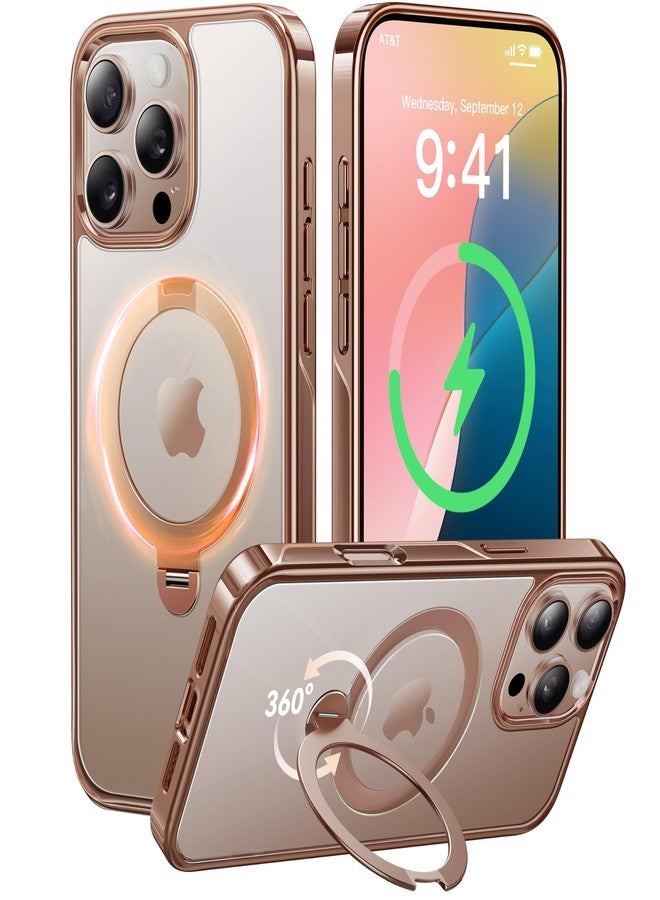 CASEKOO for iPhone 16 Pro Max Case Desert Titanium 360 Spin Magnetic Stand [Compatible with Magsafe][16FT Military Protection] Slim Polished for iPhone 16 ProMax Case with Stand, Rose Gold - Image 1