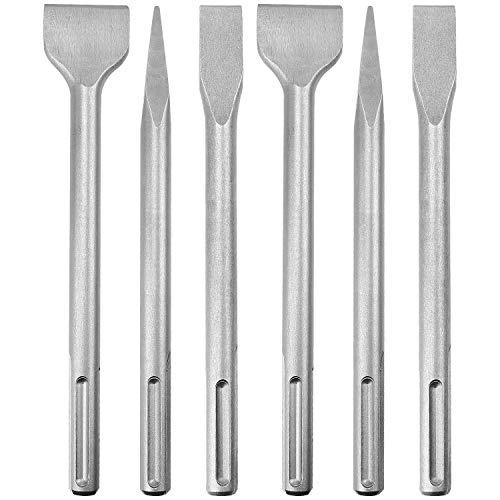 CertBuy 6-Piece SDS Max Concrete Drill Bit Set - Rotary Hammer Bits Including Point, Flat and Scaling Chisels - Image 1