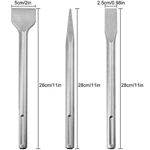 CertBuy 6-Piece SDS Max Concrete Drill Bit Set - Rotary Hammer Bits Including Point, Flat and Scaling Chisels - Image 2