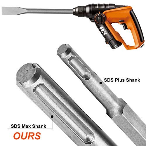 CertBuy 6-Piece SDS Max Concrete Drill Bit Set - Rotary Hammer Bits Including Point, Flat and Scaling Chisels - Image 4