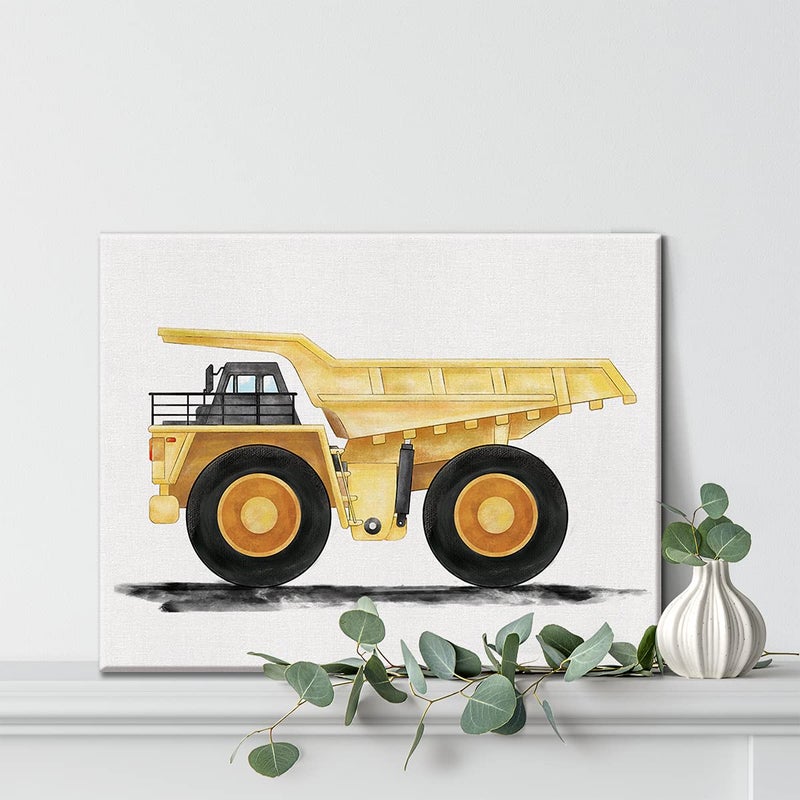 Nvhai Construction Transportation Canvas Wall Art Watercolor Vehicles Dump Truck Canvas Painting Prints for Home Kids Bedroom Nursery Wall Decor Framed Artwork Gifts(12x15 Inch) - Image 5