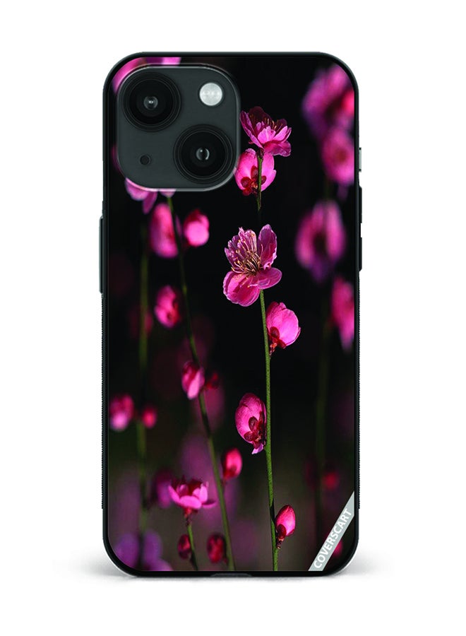 Protective Case Cover For Apple iPhone 15 Pink Flowers Design Pink
