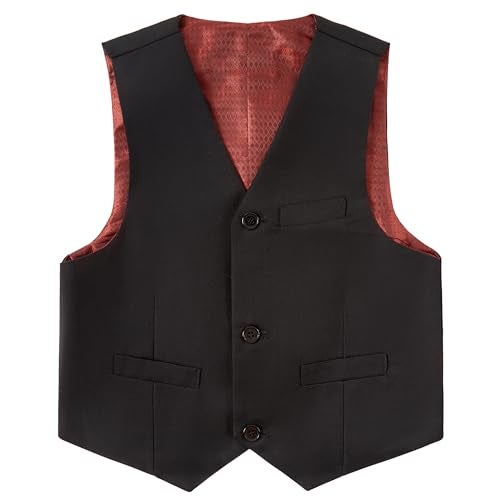 Lycody Boys Black Vest Kids Toddler Boy Formal Suit Vest Waistcoat Size 12 - Image 3