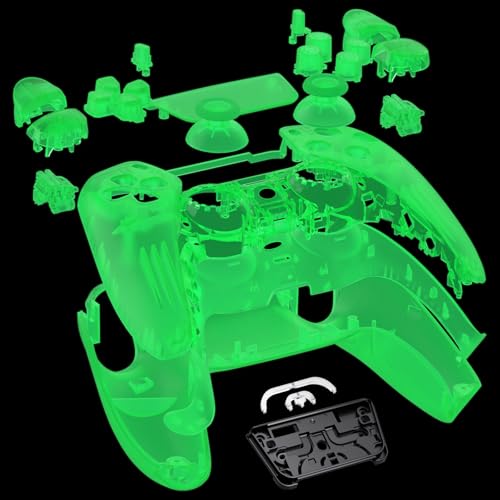 eXtremeRate Full Set Shell with Buttons Touchpad Cover, Glow in Dark - Green Custom Replacement Decorative Trim Shell Front Back Plates Compatible with p s 5 Controller BDM-030 BDM-040 BDM-050 - Image 4