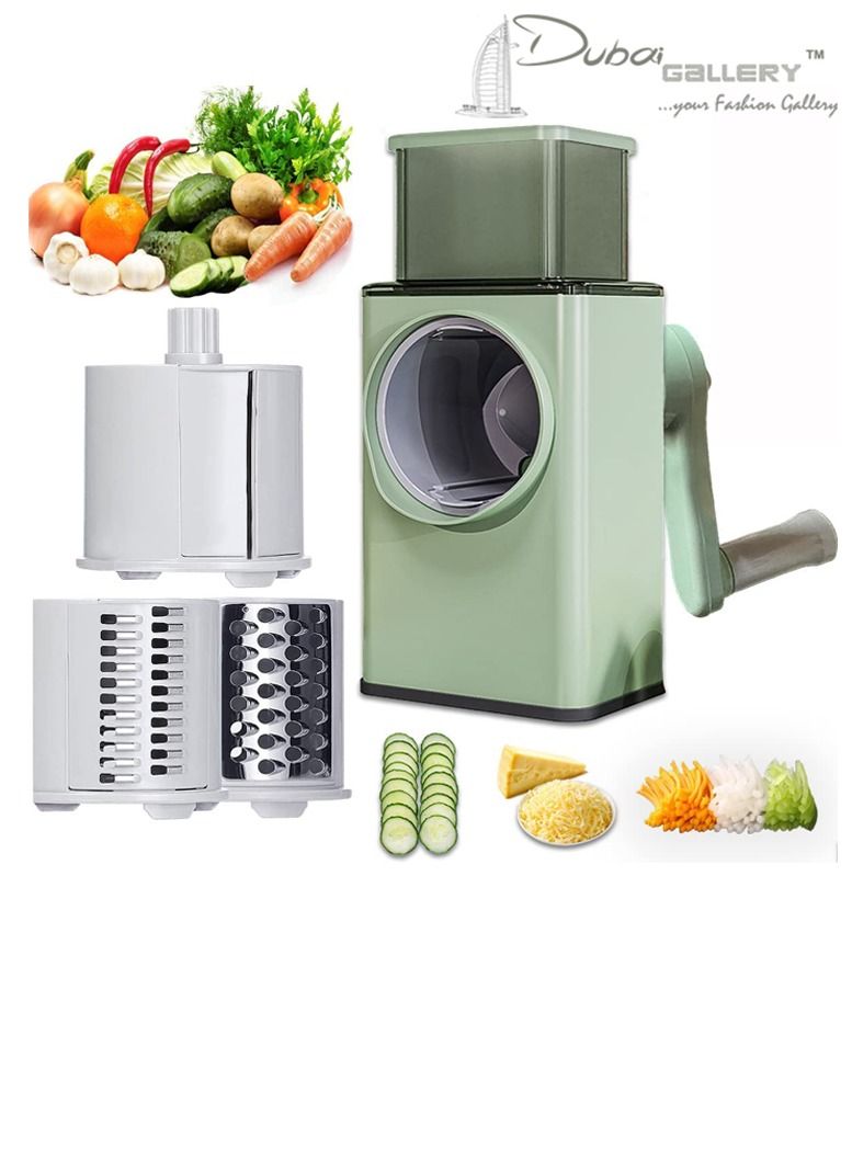 DubaiGallery Manual Vegetable Shredder, Easy to Clean Stainless Steel Blade Non Slip Sucker Universal Rotating Vegetable Grater for Kitchen - Image 1
