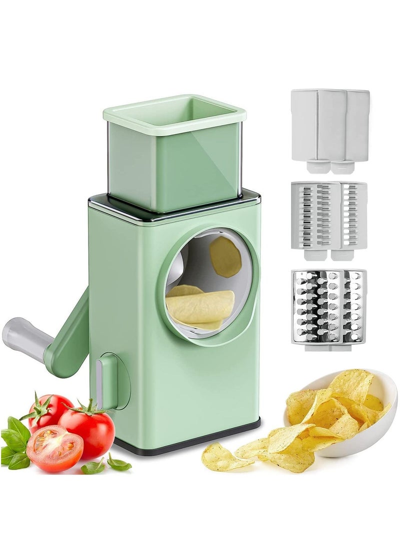 DubaiGallery Manual Vegetable Shredder, Easy to Clean Stainless Steel Blade Non Slip Sucker Universal Rotating Vegetable Grater for Kitchen - Image 2