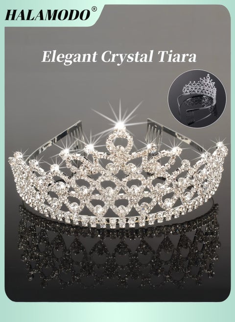 Crystal Tiara Princess Elegant Crown Water Drop  Design Crystal Tiara Sparkling Crystal Tiara Hair Accessories for Women & Girls & Bridal Wedding & Prom & Birthday Party