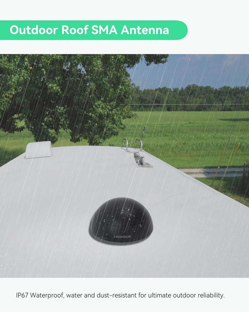 LINOVISION 4G LTE MIMO Combo 5-in-1 Antenna, 2X 4G LTE, 1x GNSS, 2X Wi-Fi, Outdoor Roof SMA Antenna with 10ft Cable, Works with IOT-R32, Inhand IR302, Teltonika RUT241/RUT240/RUT360/RUT956 (PR1KCO28) - Image 3