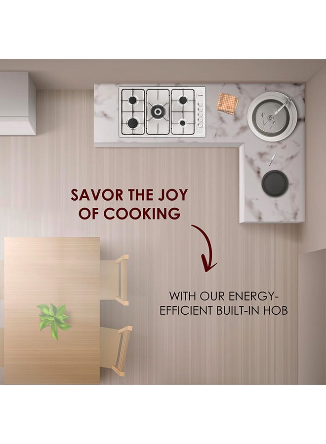 بومباني موقد غاز من الفولاذ المقاوم للصدأ 90 سم 5 شعلات - إشعال تلقائي، ميزات أمان، تصميم أنيق مع شبكات من الحديد الزهر، لوحة تحكم فئة، وجهاز فشل اللهب لمزيد من الأمان - ضمان كامل لمدة عام - Image 3