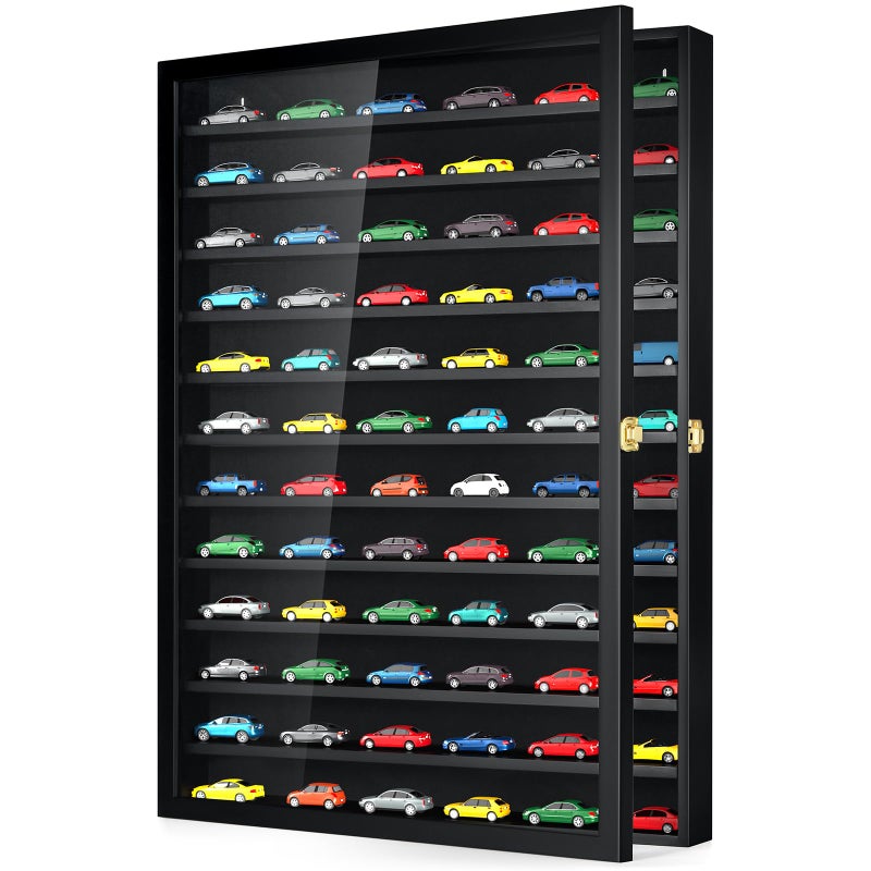 TJMOREE Model Car Display Case 164 Scale Diecast WallMounted for Mini Toys and Small Wheels Black 12 Tier