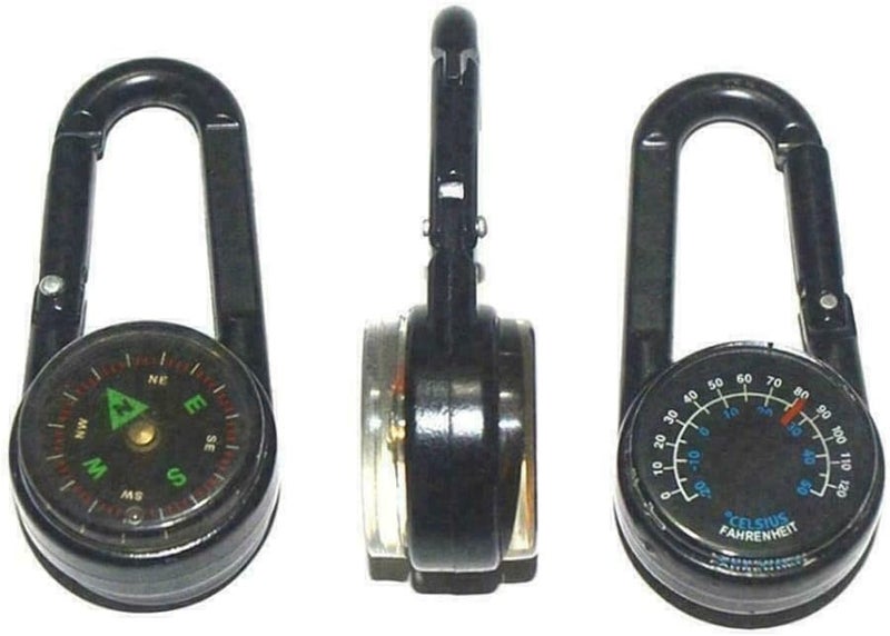 BUBUCAM 3 in 1 Multifunctional Compass Thermometer Hiking Tactical Carabiner Keychain for Camping, Hiking,Travel - Image 5