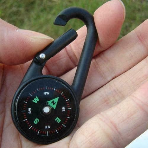 BUBUCAM 3 in 1 Multifunctional Compass Thermometer Hiking Tactical Carabiner Keychain for Camping, Hiking,Travel - Image 4