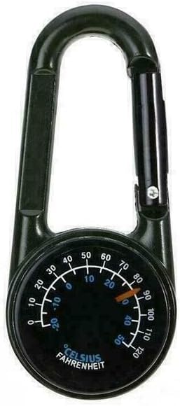 BUBUCAM 3 in 1 Multifunctional Compass Thermometer Hiking Tactical Carabiner Keychain for Camping, Hiking,Travel - Image 1