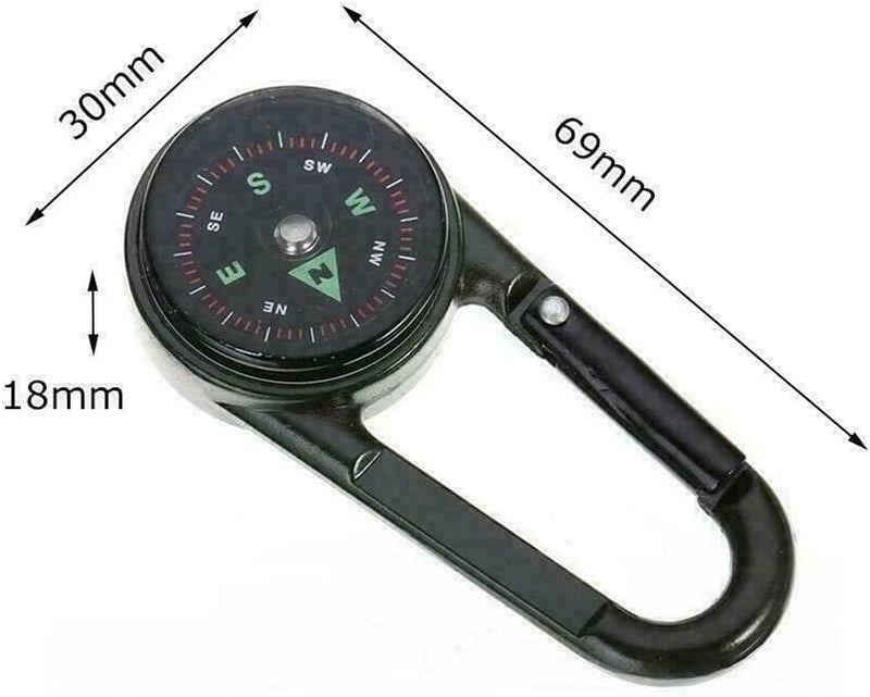 BUBUCAM 3 in 1 Multifunctional Compass Thermometer Hiking Tactical Carabiner Keychain for Camping, Hiking,Travel - Image 3