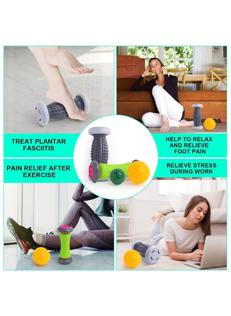 Generic Foot Roller for Plantar Fasciitis and Neuropathy, Foot Massager for Plantar Fasciitis Relief, Neuropathy, Reflexology Tool - 2 Foot Massage Roller & 2 Foot Massage Ball  - Image 2