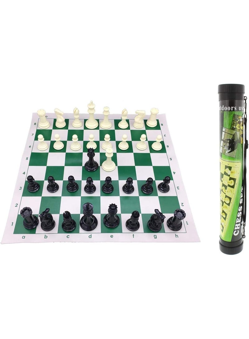 Tournament Chess Set with Carry Tube – 50cm Foldable Board, Staunton Pieces Non-Slip Felt Base – Large Portable Chess Set for Adults - Image 1