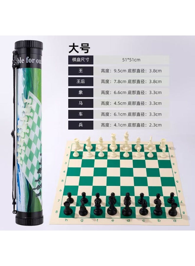 Tournament Chess Set with Carry Tube – 50cm Foldable Board, Staunton Pieces Non-Slip Felt Base – Large Portable Chess Set for Adults - Image 5