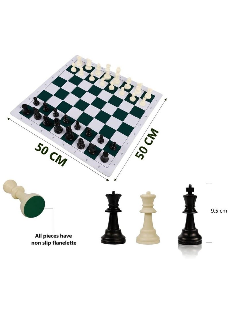 Tournament Chess Set with Carry Tube – 50cm Foldable Board, Staunton Pieces Non-Slip Felt Base – Large Portable Chess Set for Adults - Image 2