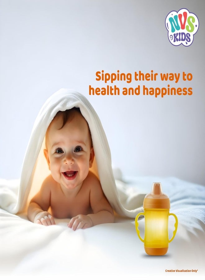 NVS KIDS Baby Spout Cup Sipper 240ml for Babies, Infants & Toddlers | Anti-Spill Sippy Cup with Soft Silicone Spout | BPA Free, Safe & Durable for Kids (Yellow) - Image 3